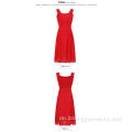 Sling Red Clothes Cotton Blends Sommerkleid